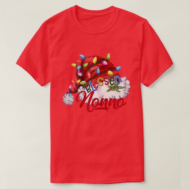 T-shirt Femmes Femmes Béni Nonno Santa Hat Noël Lumière8 (Design devant)
