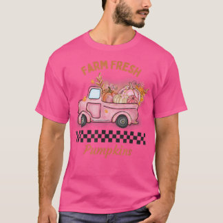 T-SHIRT FEMMES FERME CITROUILLES FRAIS, AUTOMNE PINK TRUCK