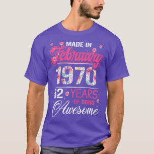 T-shirt Femmes Février Fille 1970 Cadeau Anniversaire 52 A