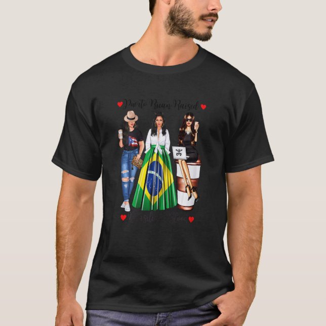 T-shirt Femmes Fier Portoricain Des Racines Brasiliennes N (Devant)