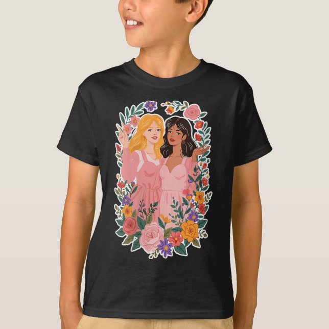 T-shirt Femmes Filles Amitié Fleur Fleur Ies Sisterhood To (Devant)