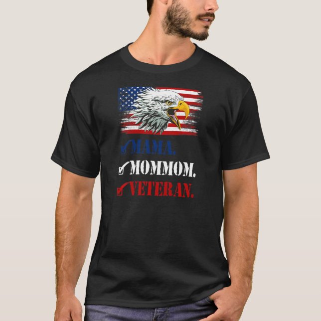 T-shirt FEMMES First Mama Now Maman American Eagle Drapeau (Devant)