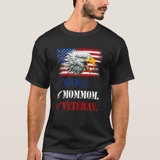 T-shirt FEMMES First Mama Now Maman American Eagle Drapeau (Devant)