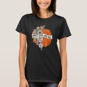 T-shirt Femmes Fleur Citrouille Heureux Automne Yall Groov
