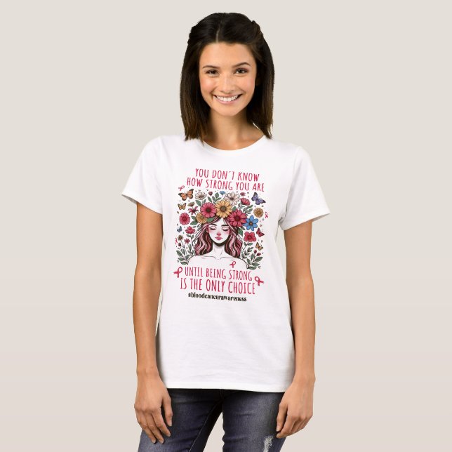 T-shirt Femmes florales Fort soutien au cancer du sang (Devant entier)