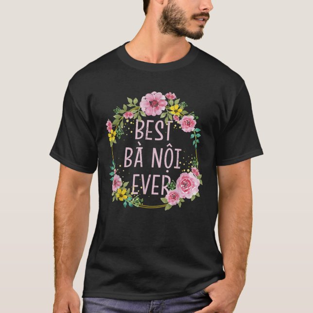 T-shirt Femmes Florales Vietnamiennes Grand-mère Meilleur  (Devant)