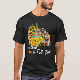 T-shirt Femmes Football Et Automne Y'all Leopard Citrouill