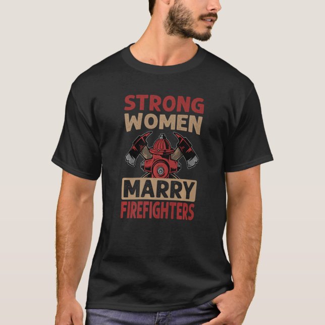 T-shirt Femmes fortes marient pompiers pompiers Mariages p (Devant)