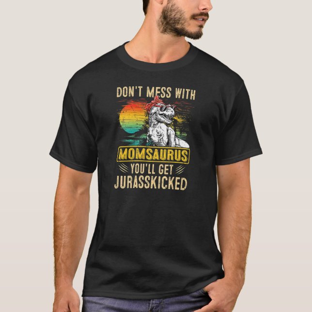 T-shirt Femmes Fun Femmes Rétro Momsaurus Dinosaur Rex Mot (Devant)