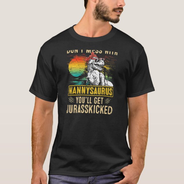 T-shirt Femmes Fun Femmes Rétro Nannysaurus Dinosaur Rex M (Devant)