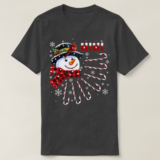 T-shirt FEMMES Funny Mimi Noël Snowman avec Candy Can (Design devant)