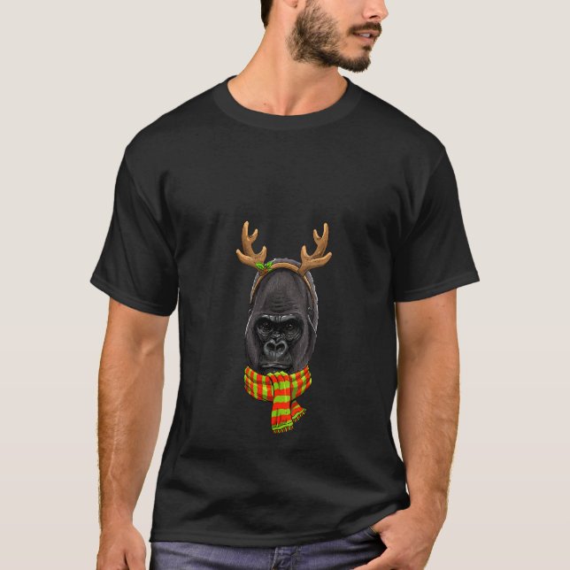 T-shirt FEMMES Gorilla Reindeer Noël Antlers Noël (Devant)