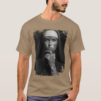 T-shirt Femmes Gothique Nunattoos Occulte Horreur Col V fa