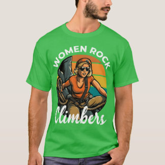 T-shirt Femmes grimpeuses d'escalade rocheuse fille qui gr