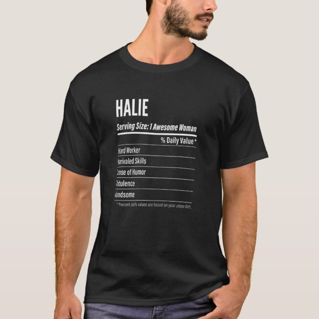 T-shirt Femmes Halie Faits nutritionnels Taille du service (Devant)