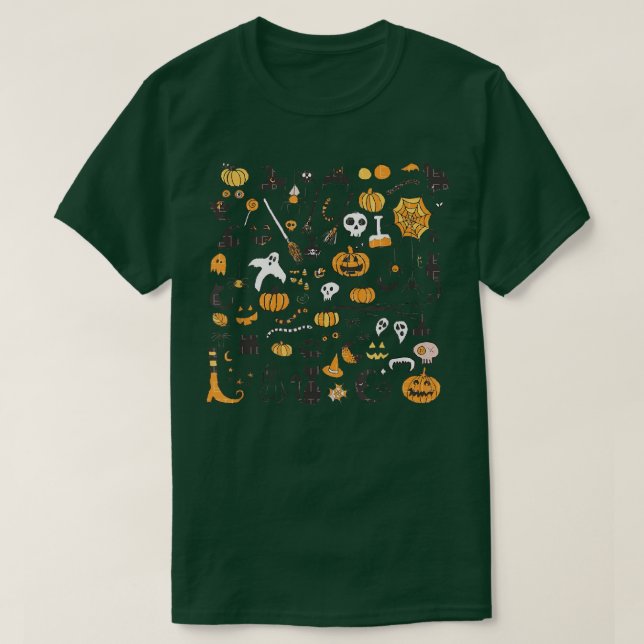 T-shirt Femmes Halloween petits Doodles, sorcière Citrouil (Design devant)