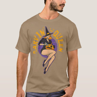 T-shirt Femmes Halloween sorcière Citrouille Carvin' Queen