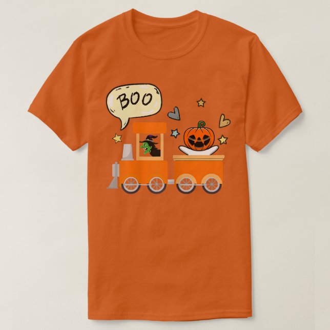 T-shirt FEMMES Halloween Train Boo Funny Ghost Citrouille  (Design devant)