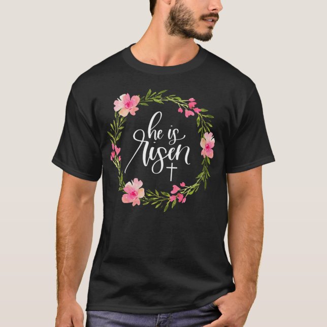 T-shirt Femmes Il Est Ressuscité Jésus chrétien Joyeux Pâq (Devant)
