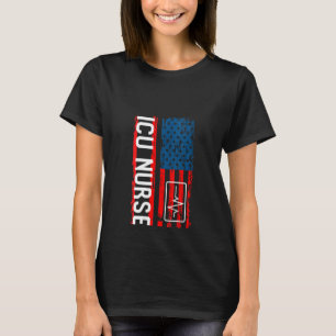 T-shirt Femmes Infirmière Icu Drapeau Américain Forte Rn I