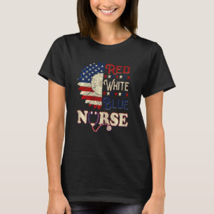 T-shirt Femmes Infirmière patriotique tournesol 4 juillet
