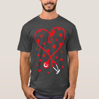 T-shirt Femmes Infirmière Stethoscope Coeur Saint Valentin
