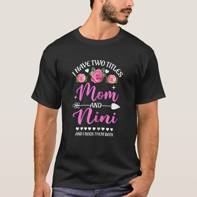 T-shirt Femmes J'Ai Deux Titres Maman Et Nini Floral Mothe (Devant)