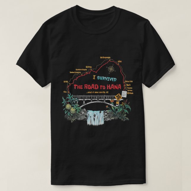 T-shirt Femmes J'Ai Survécu Route Vers Hana Maui Island Ha (Design devant)