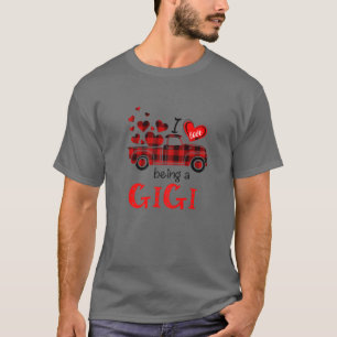 T-shirt Femmes J'aime être Gigi Red Plaid Fête des mères