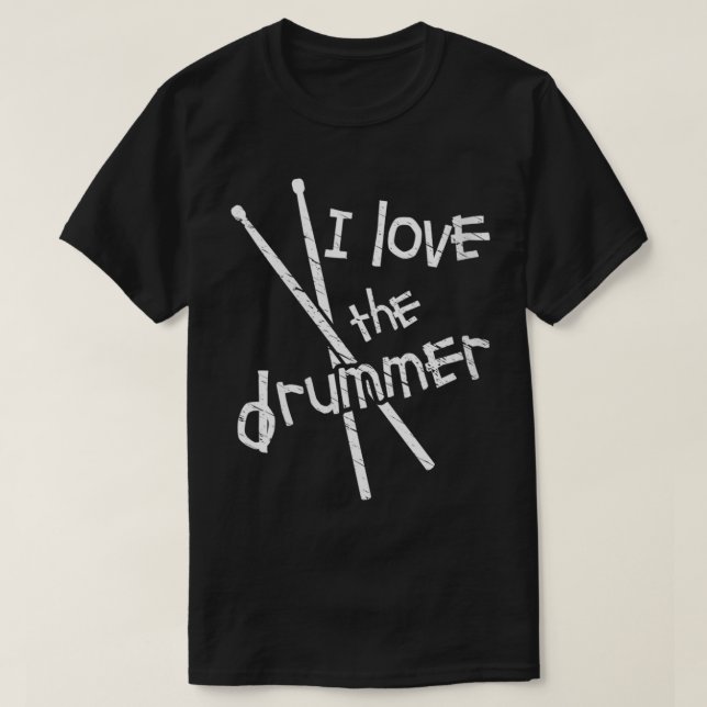 T-shirt Femmes J'aime le batteur Traversé drumsticks Musi (Design devant)