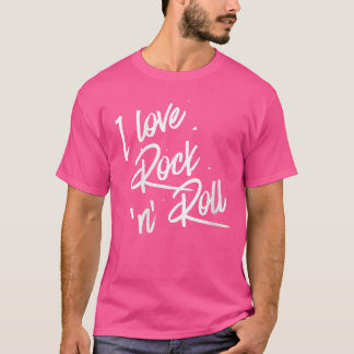 T-shirt Femmes J'aime le rock and roll col V drôle vintage