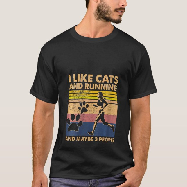 T-shirt Femmes J'Aime Les Chats Et Courir Et Peut-Être 3 P (Devant)