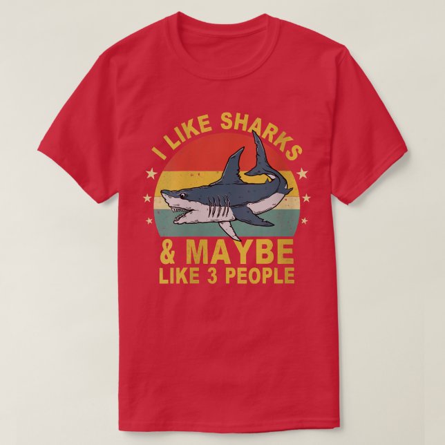 T-shirt Femmes J'Aime Les Requins Et Peut-Être 3 Personnes (Design devant)