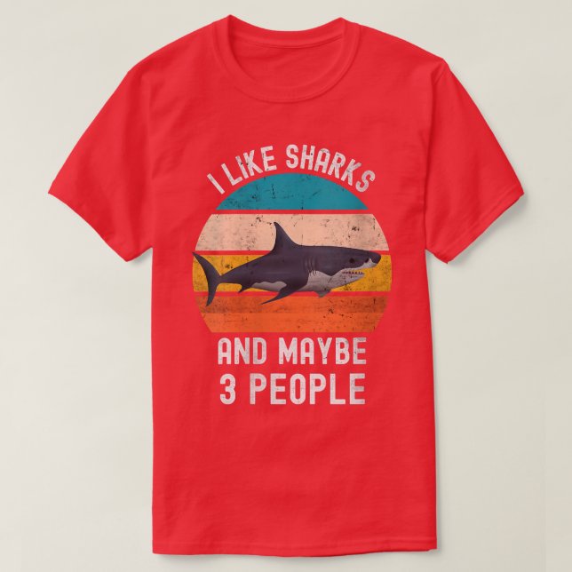 T-shirt Femmes J'Aime Les Requins Et Peut-Être 3 Personnes (Design devant)