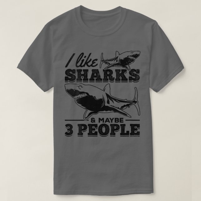 T-shirt Femmes J'Aime Les Requins & Peut-Être 3 Personnes  (Design devant)