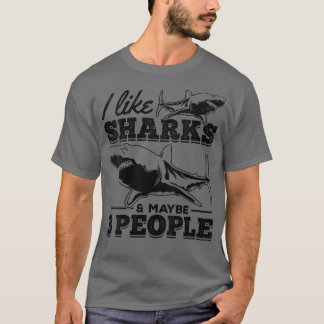 T-shirt Femmes J'Aime Les Requins & Peut-Être 3 Personnes 