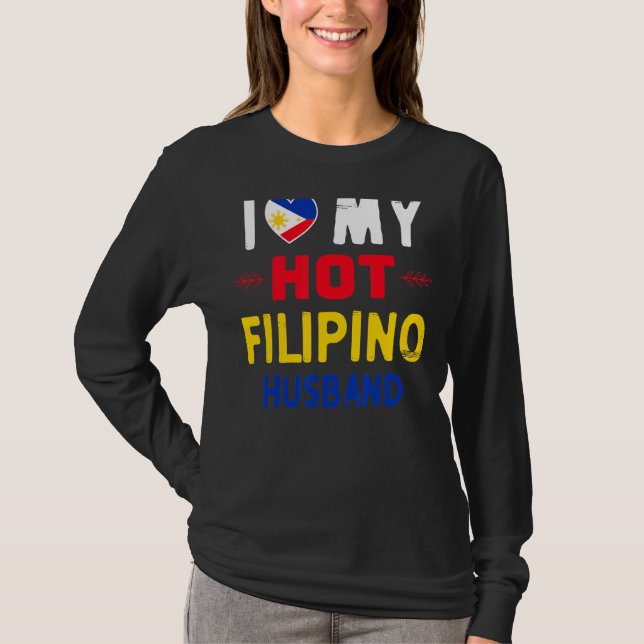 T-shirt Femmes J'Aime Mon Mari Philippin Chaud Philippines (Devant)