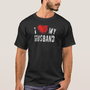 T-shirt Femmes J'Aime Mon Mari Urbain Style Coeur Couples