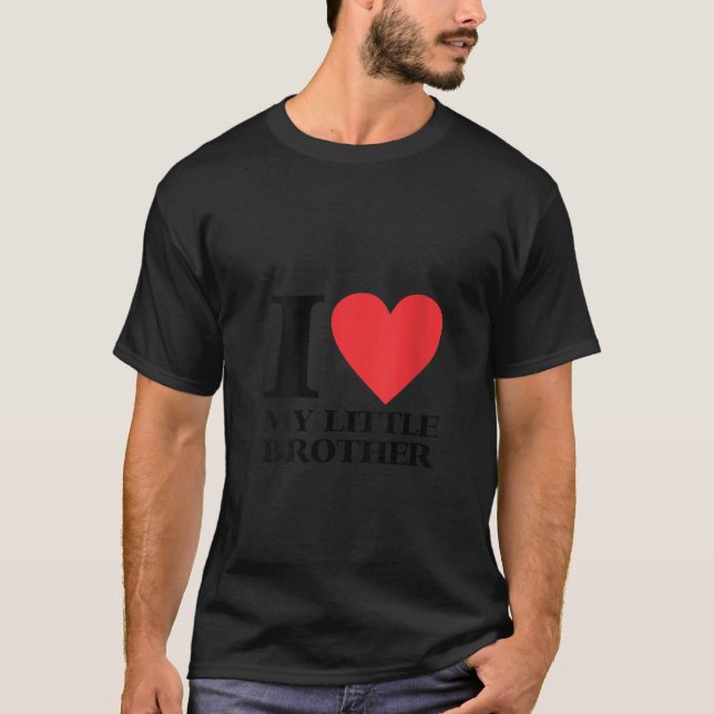 T-shirt Femmes J'Aime Mon Petit Frère Coeur Drôle V Cou (Devant)