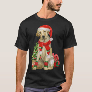 T-shirt FEMMES Jaune Lab Labrador Christmas Tree Dog Log