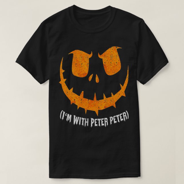 T-shirt Femmes Je Suis Avec Peter Couple Halloween Filles  (Design devant)