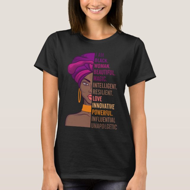 T-shirt Femmes Je Suis Noir Femmes Belle Magie Fière Noire (Devant)