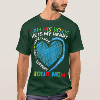 T-shirt Femmes Je Suis Sa Voix Il Est Mon Coeur Autisme Dé
