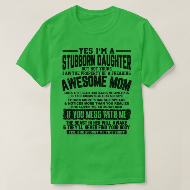 T-shirt Femmes Je Suis Une Fille Stubborn D'Un Awes Fearki (Design devant)