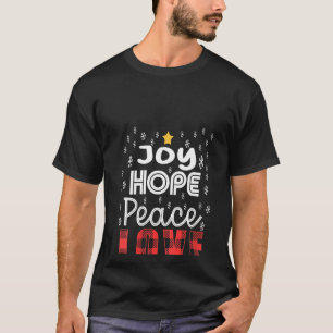 T-shirt Femmes Joy Hope Peace Love Snowflakes Buffalo Plai