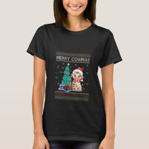 T-shirt FEMMES Joyeux Cowmas Drôle Animal laid Noël Xm