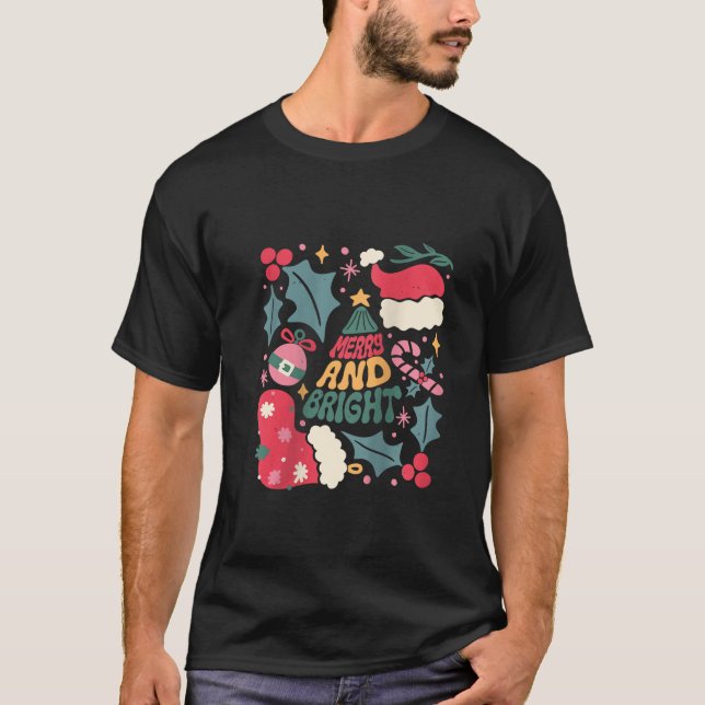 T-shirt Femmes Joyeux et brillant esthétique Boho Noël R (Devant)