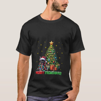 T-shirt Femmes Joyeux Frenchmas Bouledogue Français Chapea