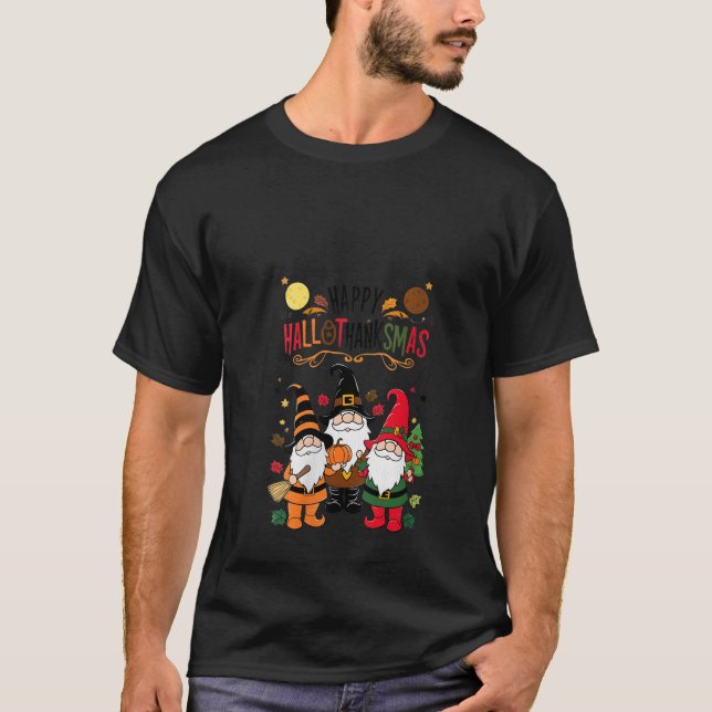 T-shirt Femmes Joyeux Hallothanksmas Gnomes Amant Hallowee (Devant)