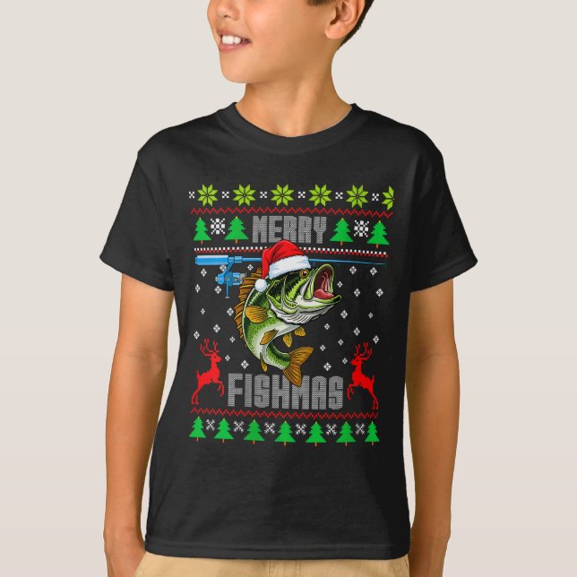 T-shirt Femmes Joyeux Poissonmas B Poisson Pêche Drôle Ugl (Devant)